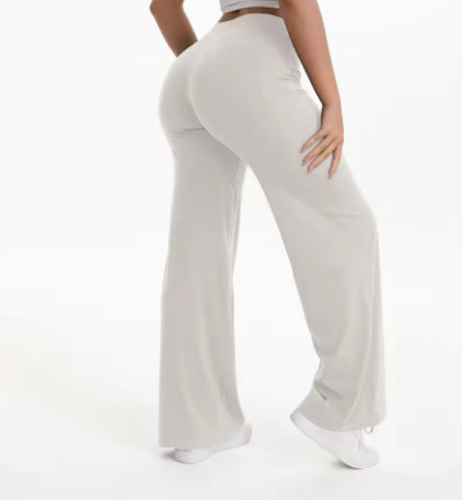Womens Mid Waist Straight Leg Pants