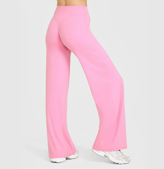 Womens Mid Waist Straight Leg Pants