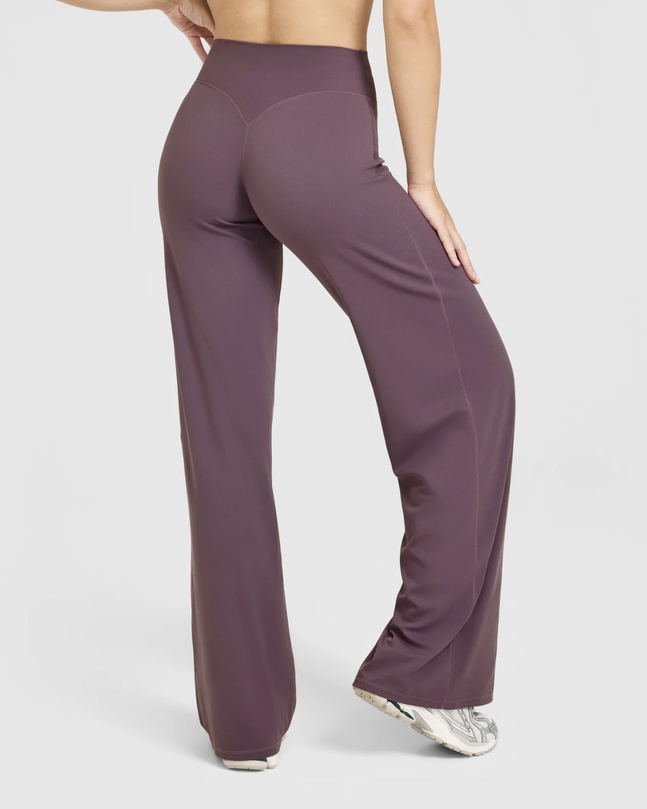 Womens Mid Waist Straight Leg Pants