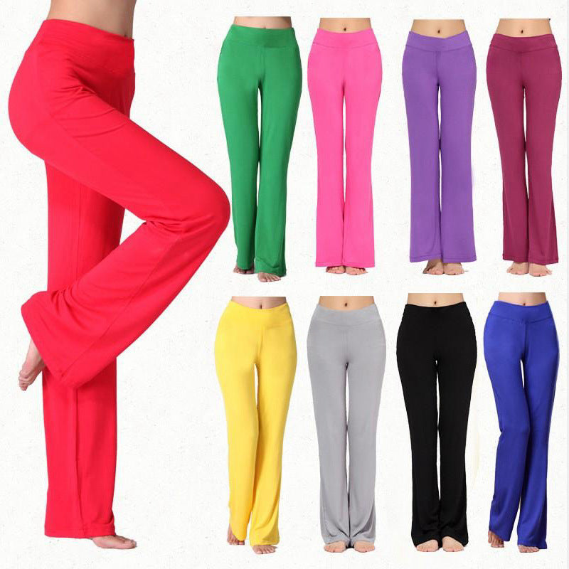 Womens Modal Loose Straight Leg High Waist Yoga Pants