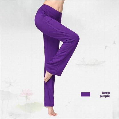 Womens Modal Loose Straight Leg High Waist Yoga Pants