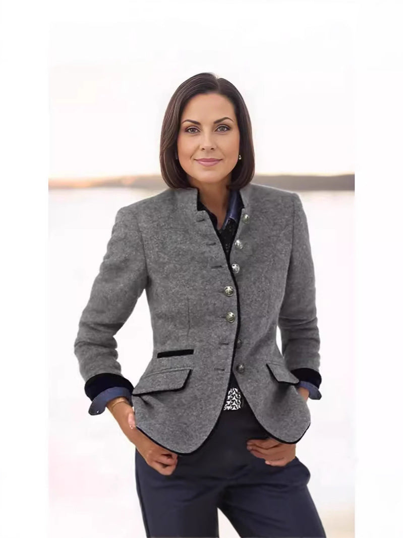 Womens Multi-Button Wool Blend Jacket
