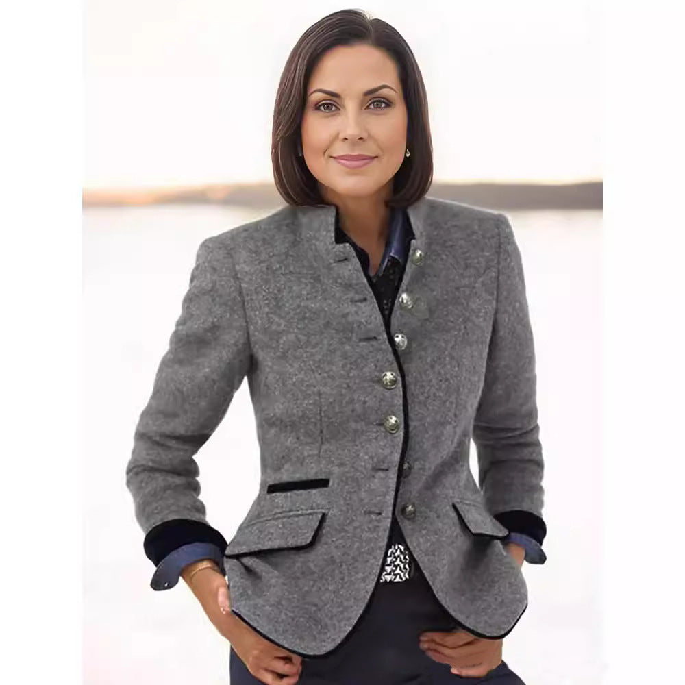 Womens Multi-Button Wool Blend Jacket
