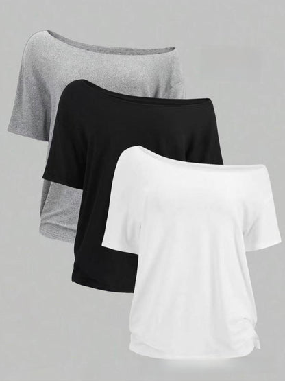 Womens Off-Shoulder Knit T-Shirt