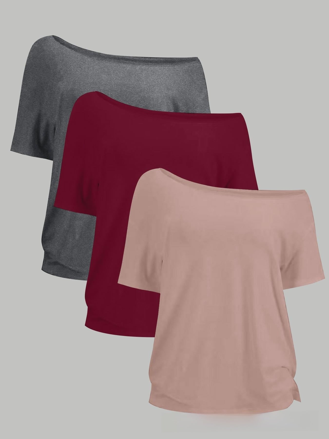 Womens Off-Shoulder Knit T-Shirt