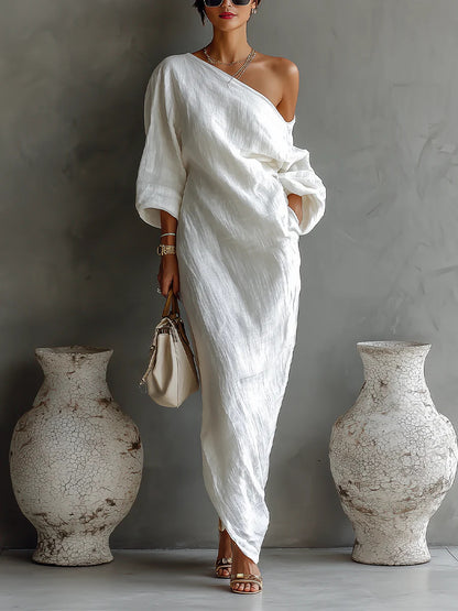 Womens Off-Shoulder Long Sleeve Dress