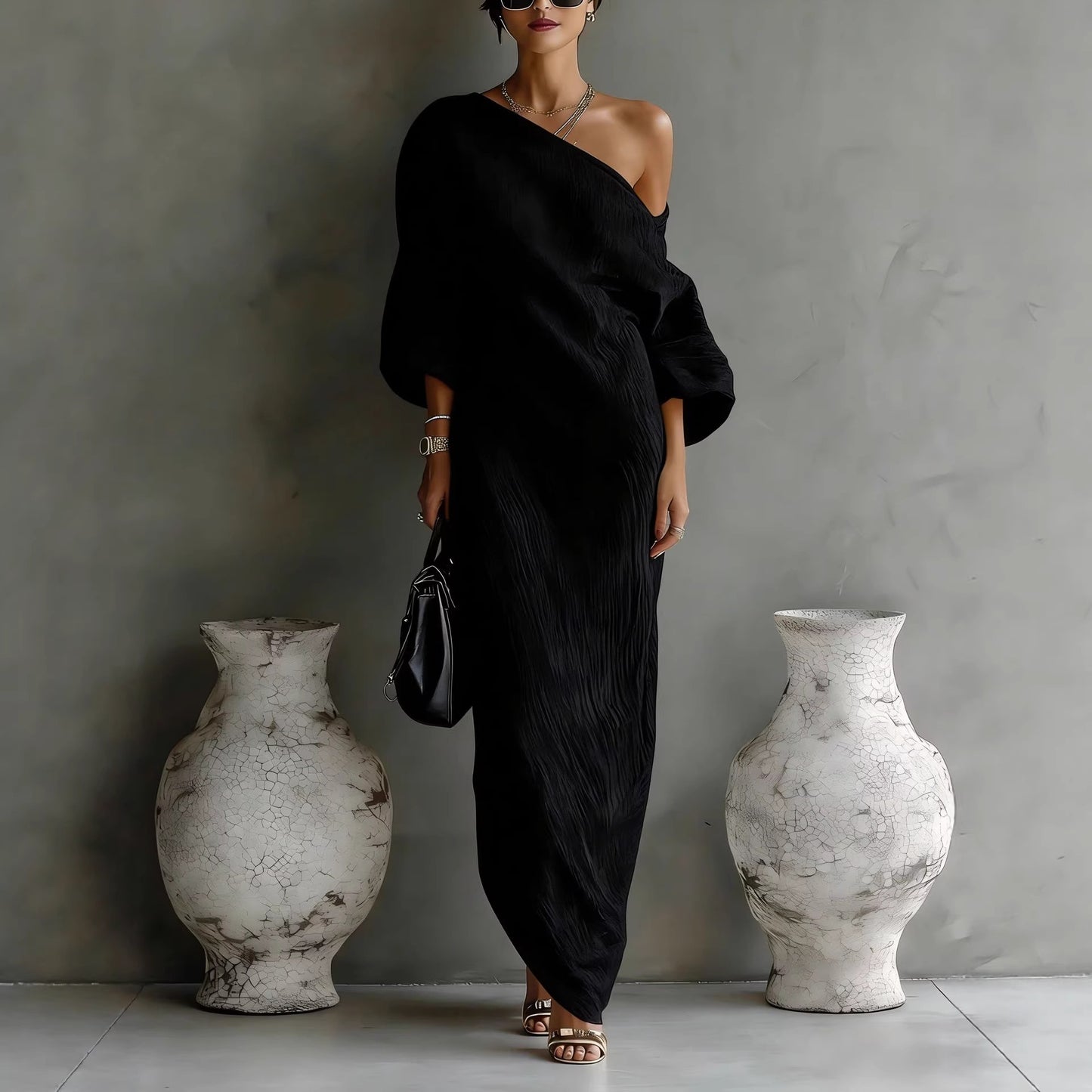 Womens Off-Shoulder Long Sleeve Dress