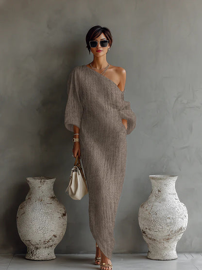 Womens Off-Shoulder Long Sleeve Dress
