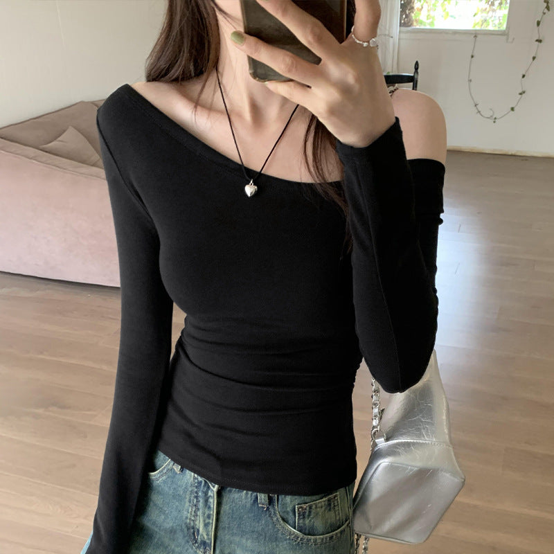 Womens Off-shoulder Long Sleeve T-shirt