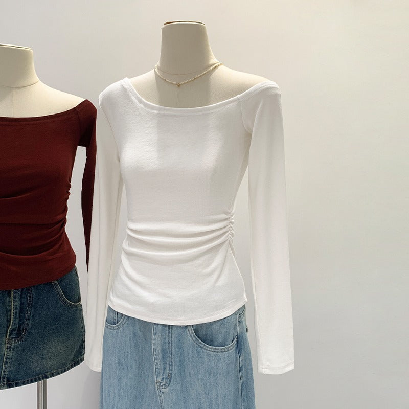 Womens Off-shoulder Long Sleeve T-shirt