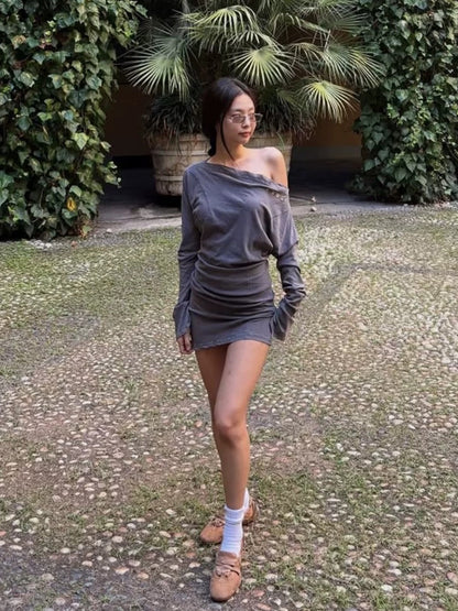 Womens Off-Shoulder Slim Fit Dress