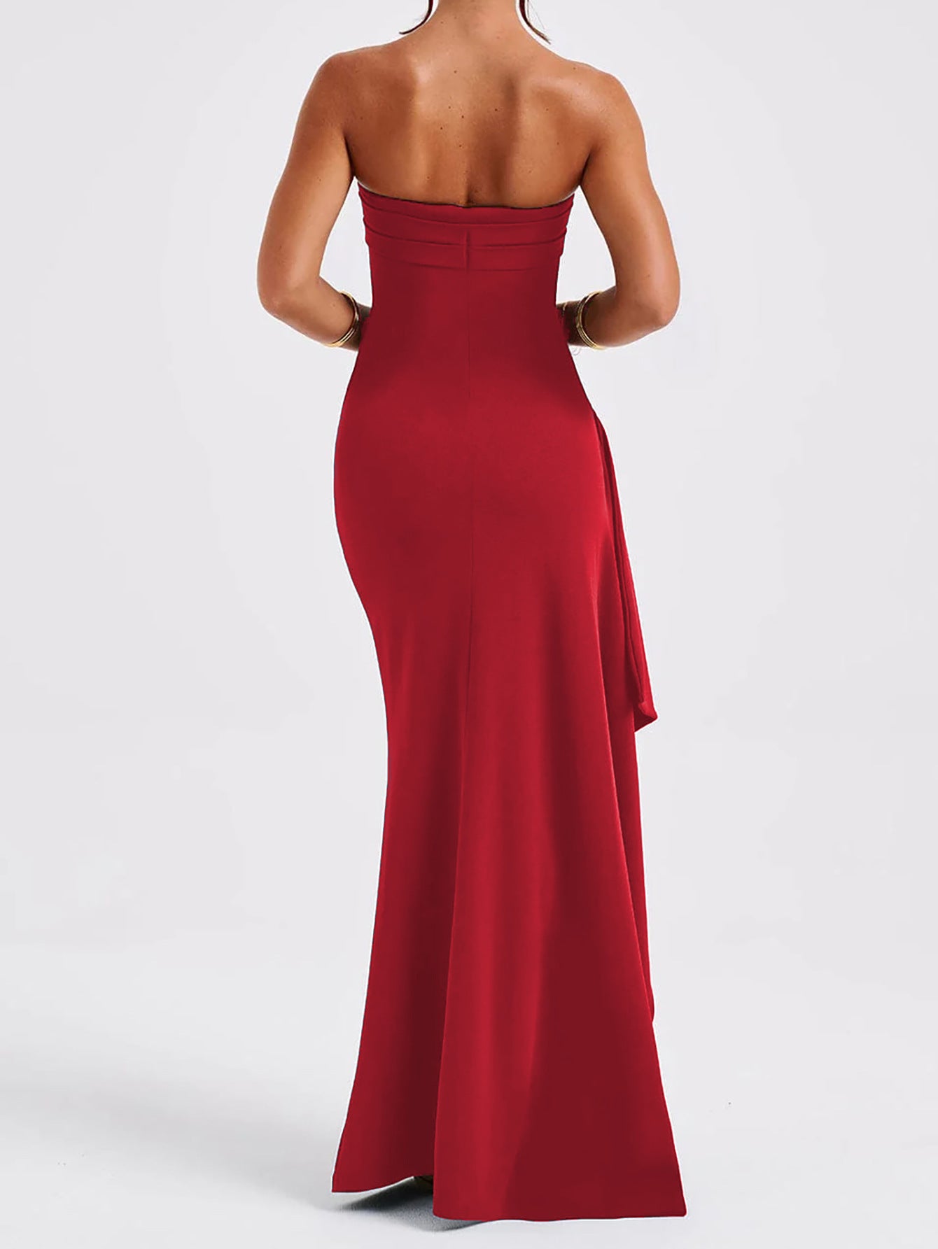 Womens One-Line Collar Tube Top Long Dress