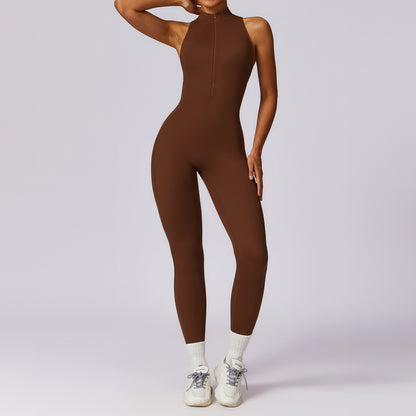 Womens One-Piece Fitness Jumpsuit with Built-in Chest Pad