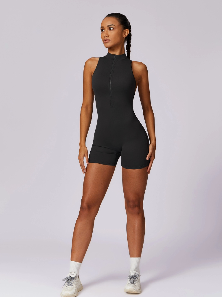 Womens One-Piece Fitness Jumpsuit with Built-in Chest Pad