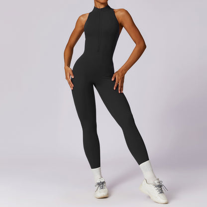 Womens One-Piece Fitness Jumpsuit with Built-in Chest Pad