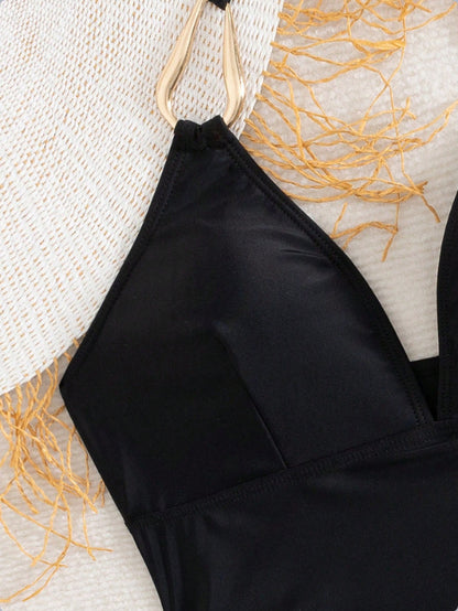 Womens One-Piece Halterneck Swimsuit