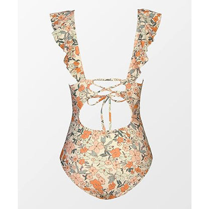 Womens One-Piece Swimsuit with Ruffles