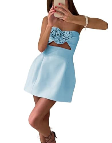Womens One Shoulder Corsage Satin Short Dress