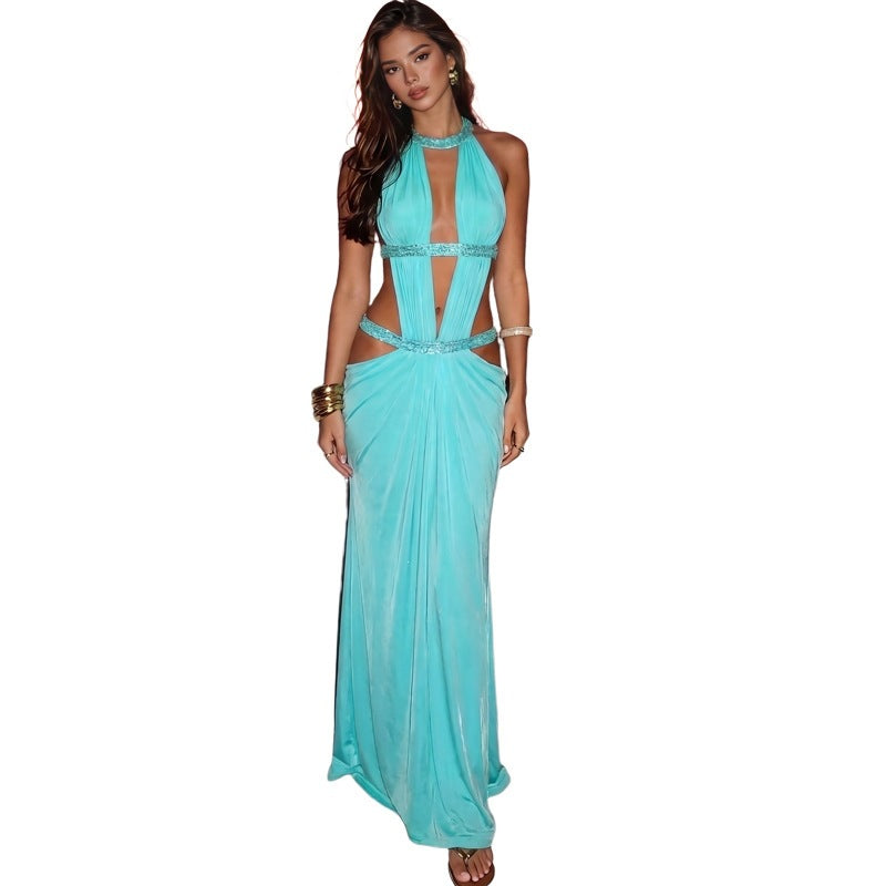Womens Patchwork Chiffon Dress