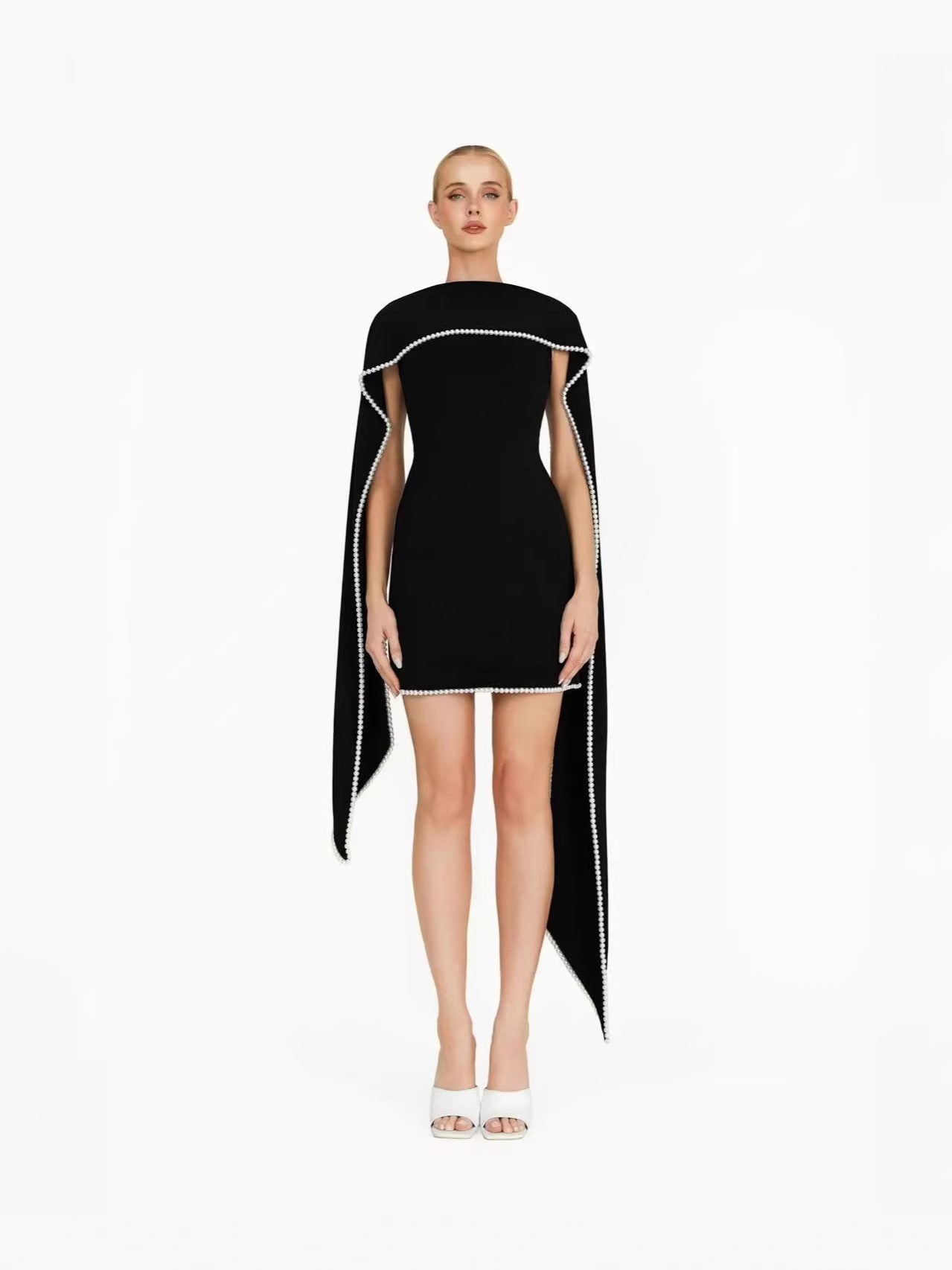 Womens Pearl Embellished Bodycon Dress
