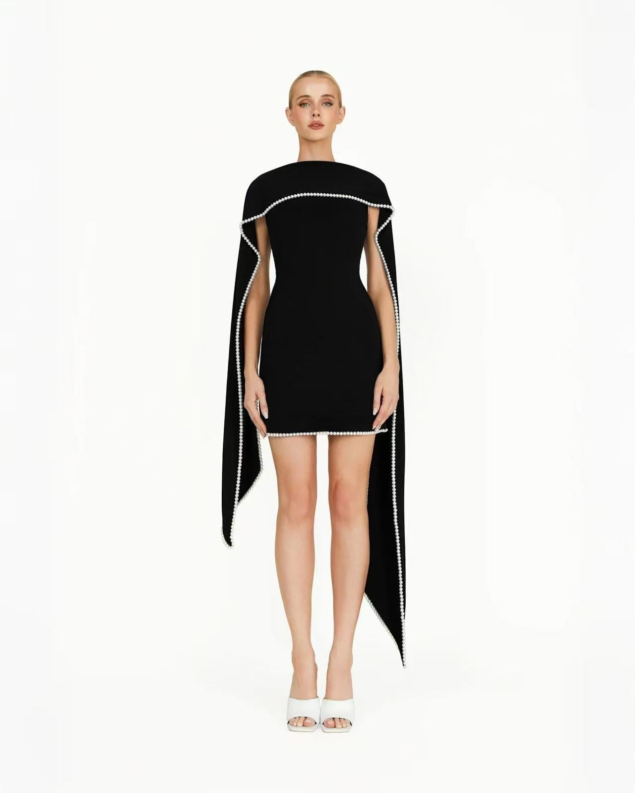 Womens Pearl Embellished Bodycon Dress