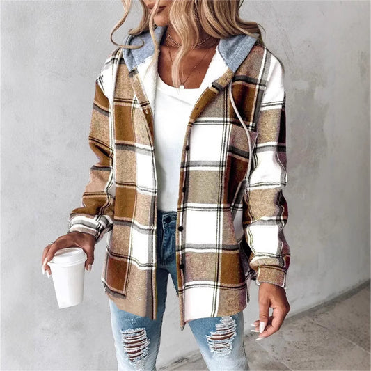 Womens Plaid Hooded Coat