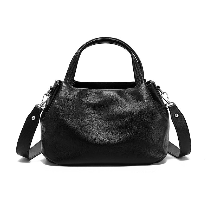 Womens Pleated Cowhide Crossbody Tote Bag