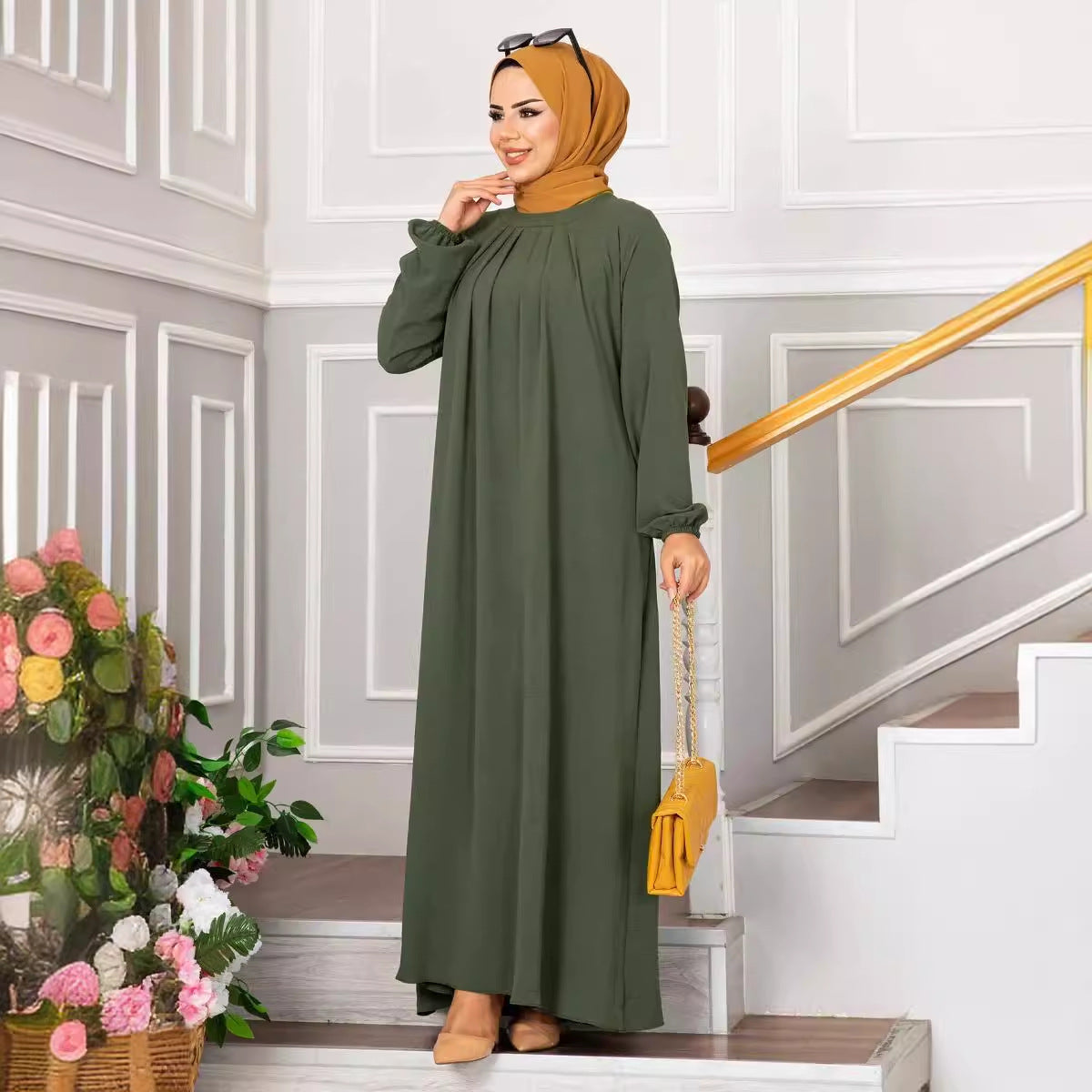Womens Pleated Long Dress