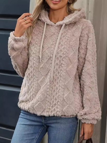 Womens Plush Jacquard Hooded Sweatshirt