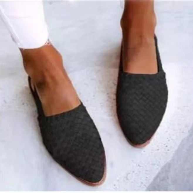 Womens Pointed Toe Buckle Flat Shoes