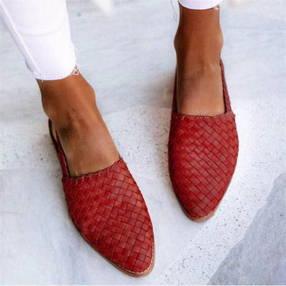 Womens Pointed Toe Buckle Flat Shoes