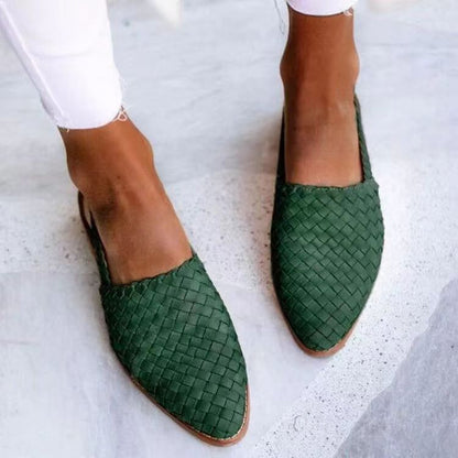 Womens Pointed Toe Buckle Flat Shoes