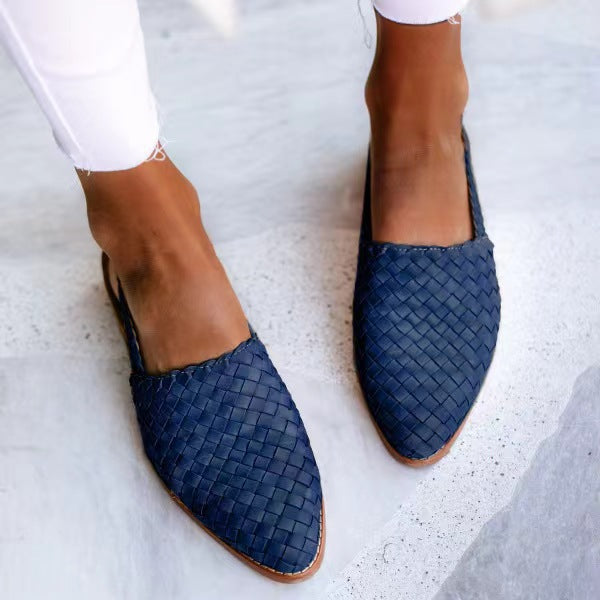 Womens Pointed Toe Buckle Flat Shoes