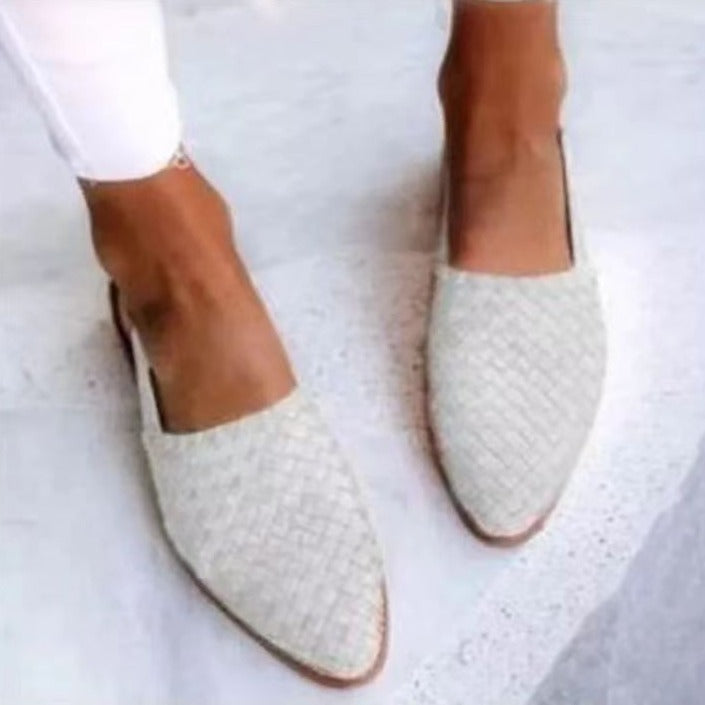 Womens Pointed Toe Buckle Flat Shoes
