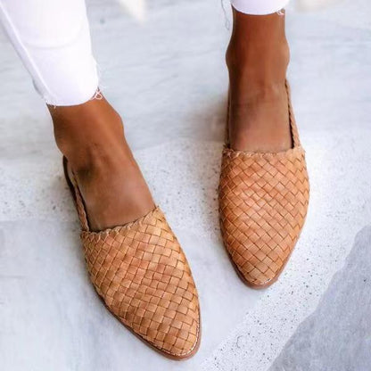 Womens Pointed Toe Buckle Flat Shoes