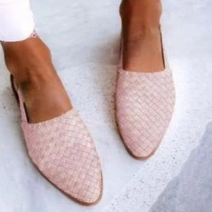Womens Pointed Toe Buckle Flat Shoes