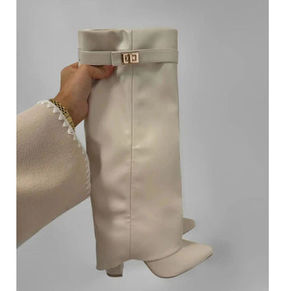 Womens Pointed Toe Chunky Heel Boots