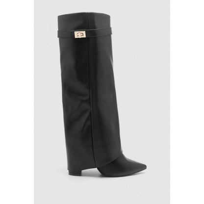 Womens Pointed Toe Chunky Heel Boots