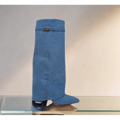 Womens Pointed Toe Chunky Heel Boots