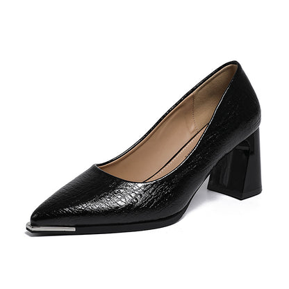 Womens Pointed Toe Chunky Heel Shoes