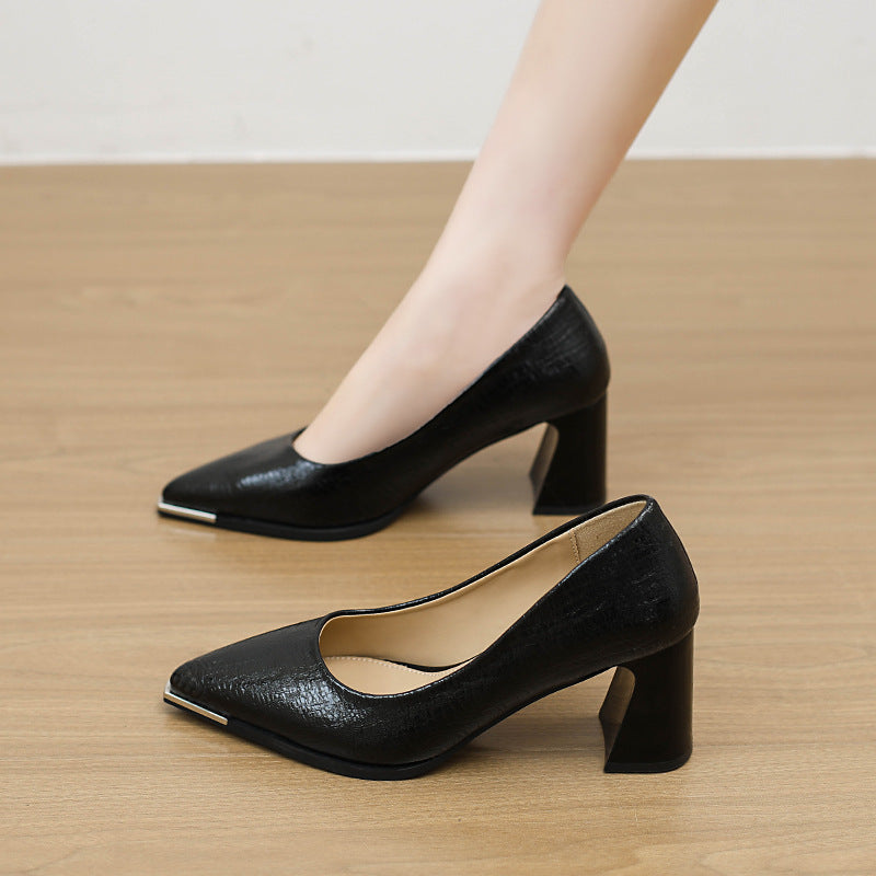 Womens Pointed Toe Chunky Heel Shoes