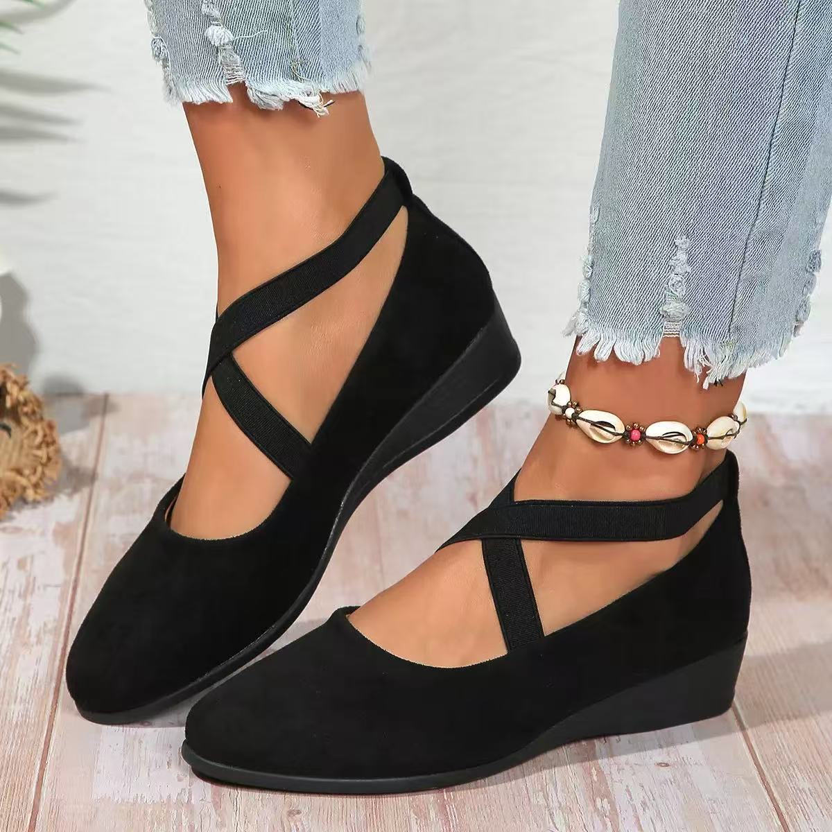 Womens Pointed Toe Wedge Casual Shoes