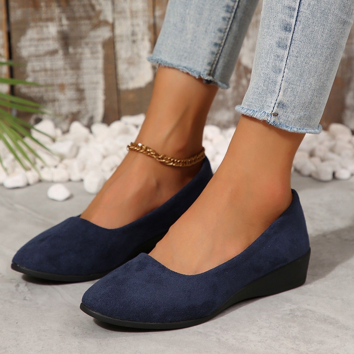 Womens Pointed Toe Wedge Casual Shoes