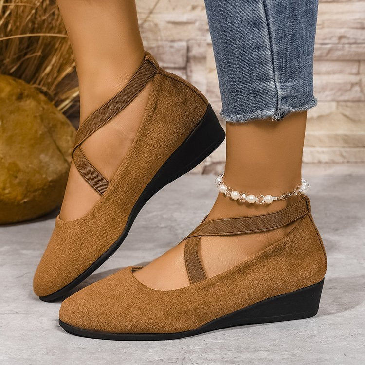 Womens Pointed Toe Wedge Casual Shoes