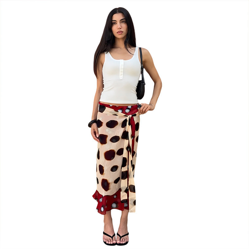Womens Polka Dot A-line Skirt