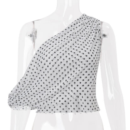 Womens Polka Dot Chiffon Tank Top