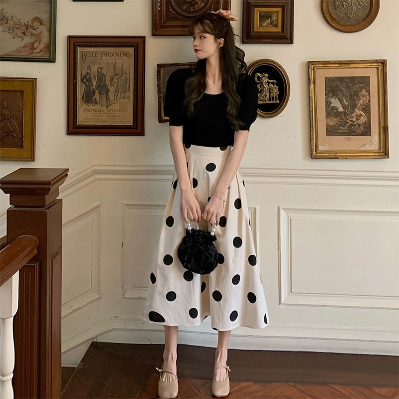 Womens Polka Dot Dress with T-shirt Set