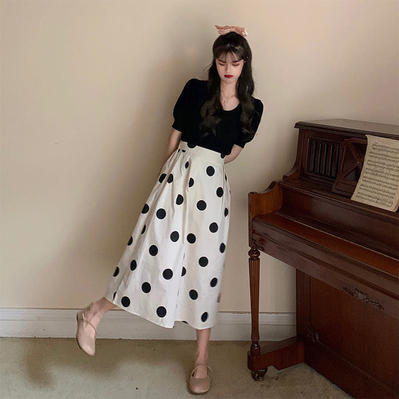 Womens Polka Dot Dress with T-shirt Set
