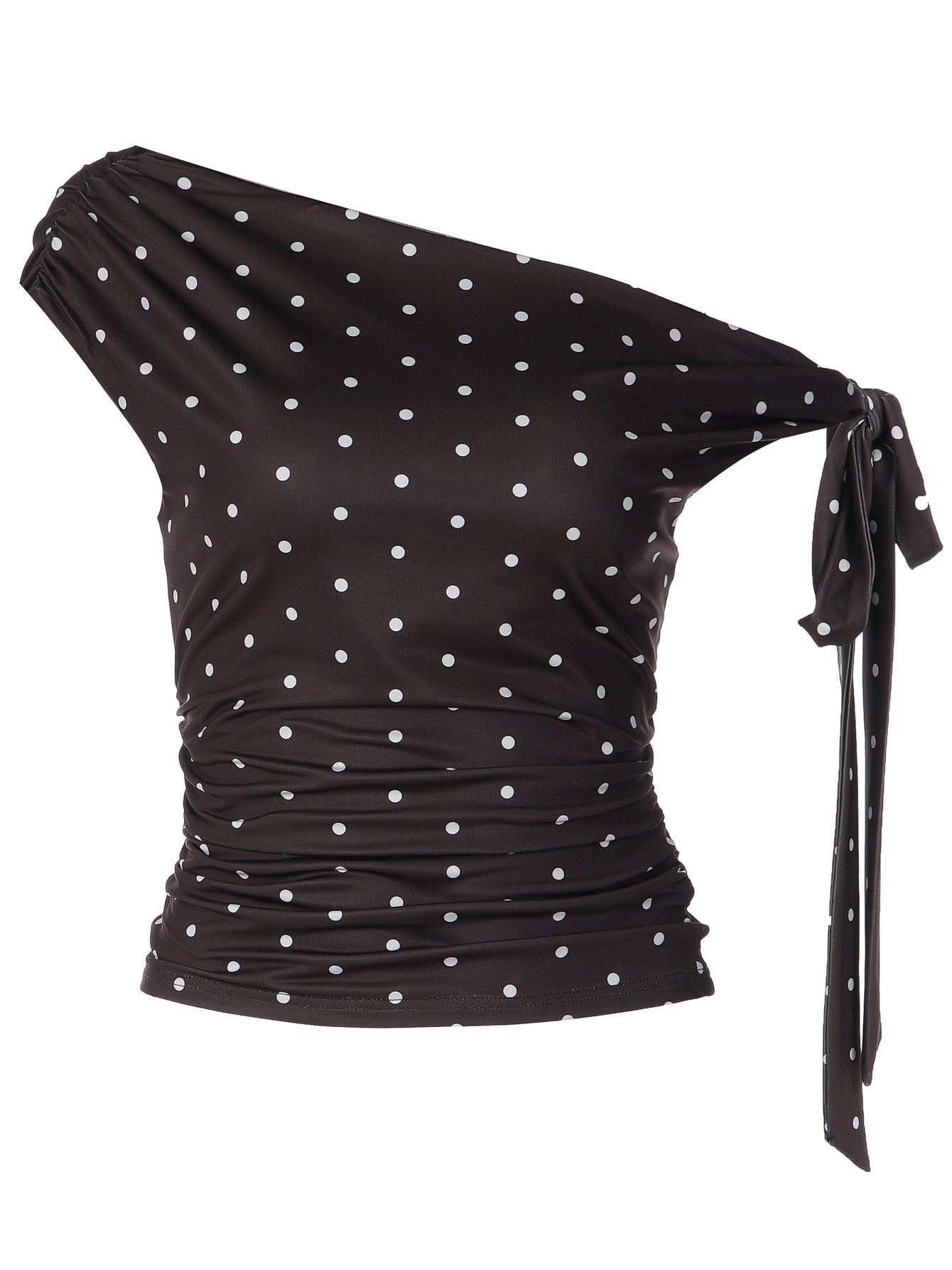 Womens Polka Dot Tie-Up Knit Top