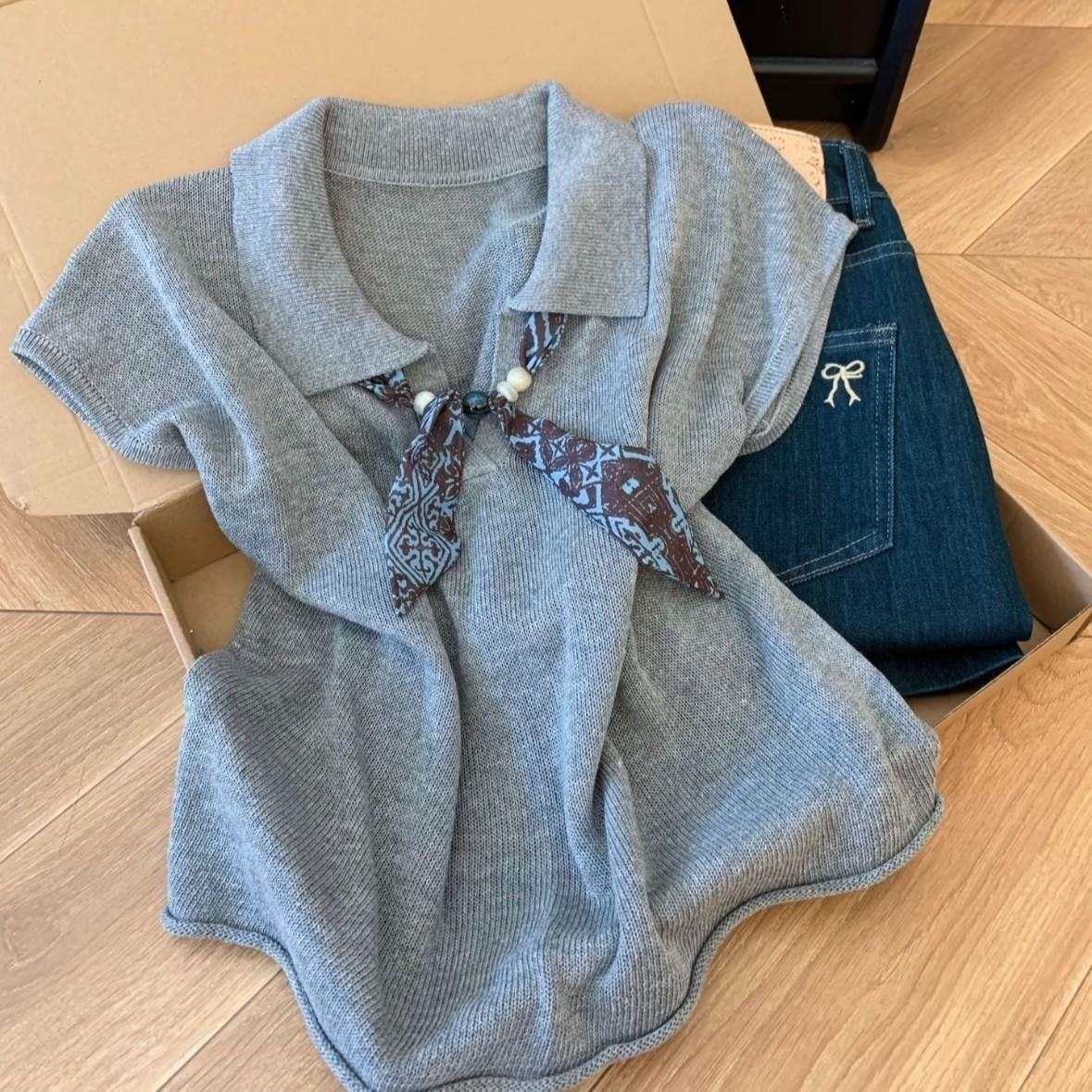 Womens Polo Collar Knit Top